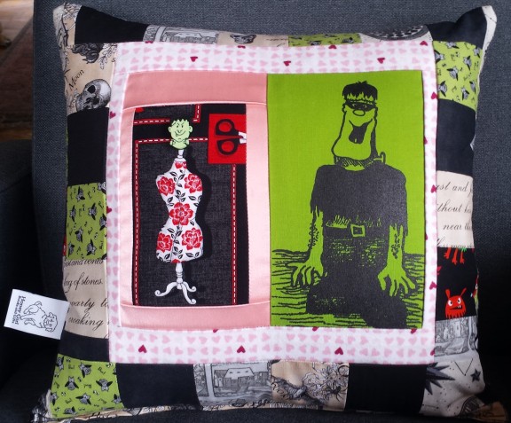 Frankenstein patchwork pillow no 2
